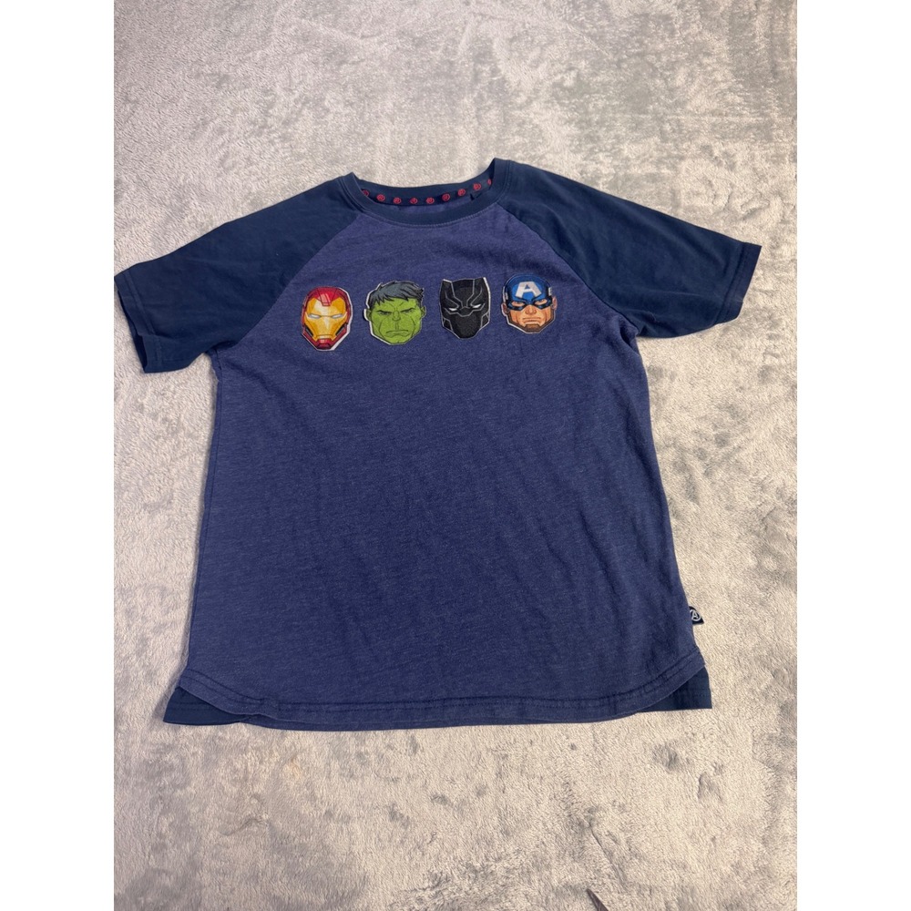 Marvel Avengers Boys Blue Raglan Graphic T-Shirt Size L 10/12